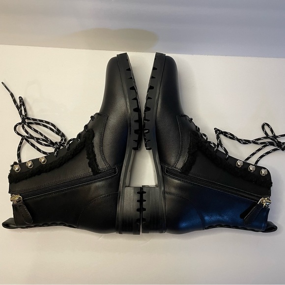 NWOB Kate Spade Combat Boots Sherpa Trim - Picture 7 of 10